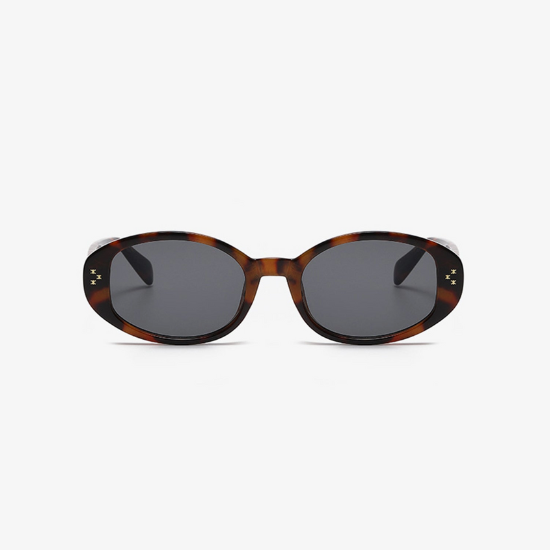 oval frame sunglasses with tortoise shell frame