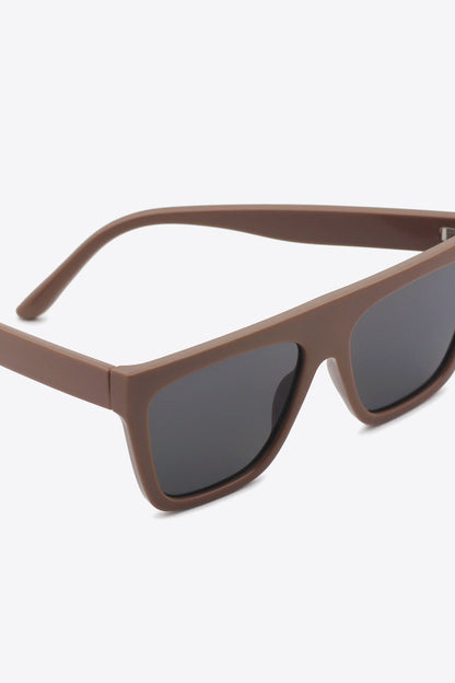 brown wayfarer sunglasses close side view