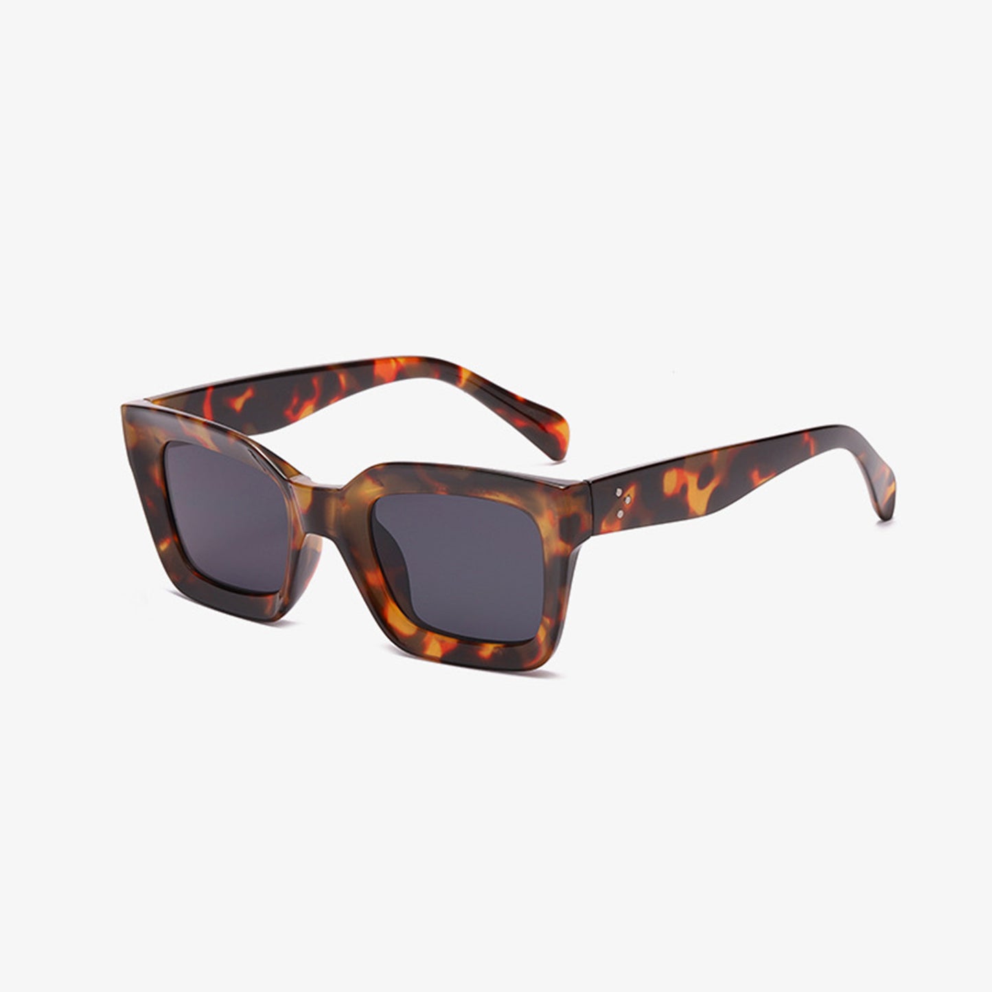 square sunglasses in tortoise shell with thick frame side view