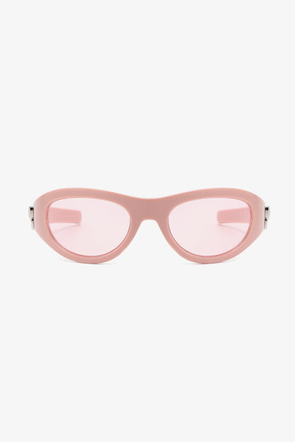 wrap around sunglasses in pink front view