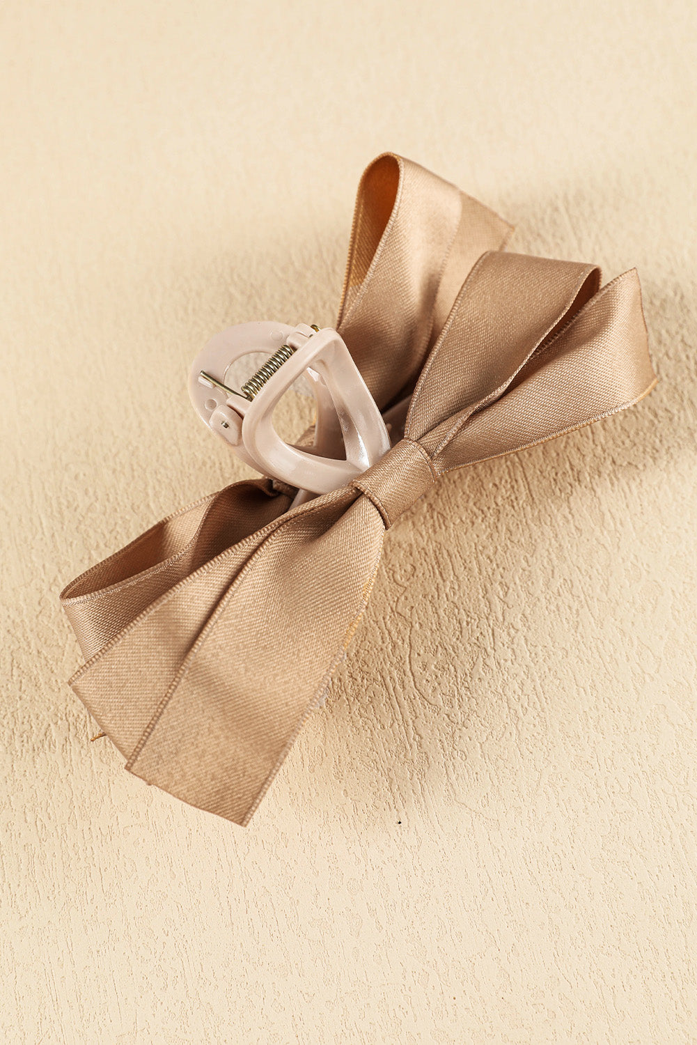 White Solid Color Ribbon Bow Decor Hair Clip