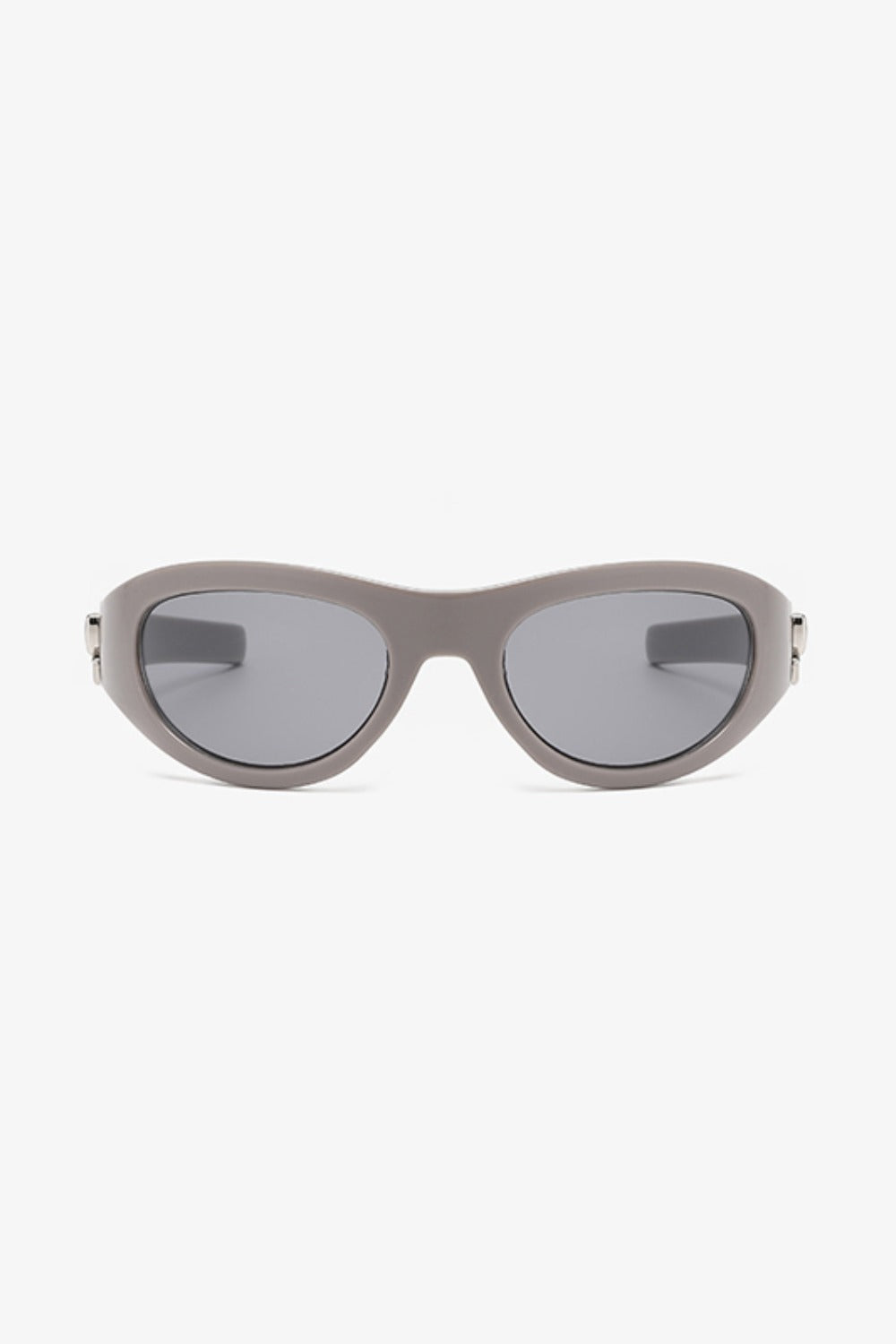 wrap around sunglasses in gray front view