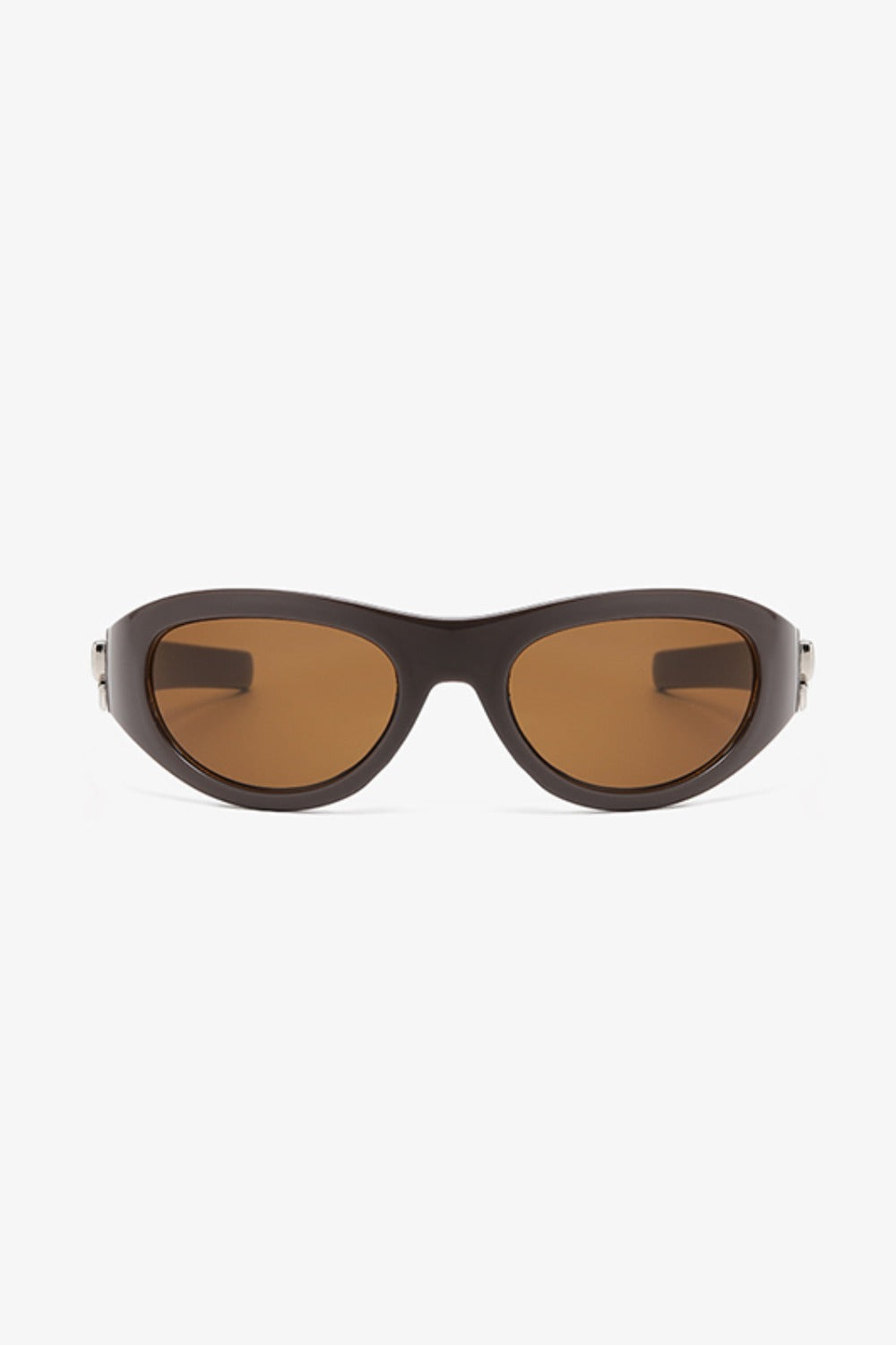 wrap around sunglasses in brown front view