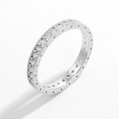 channel set eternity band in sterling silver