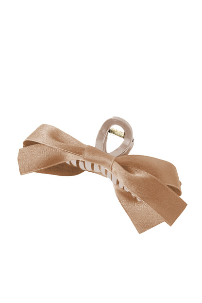 White Solid Color Ribbon Bow Decor Hair Clip