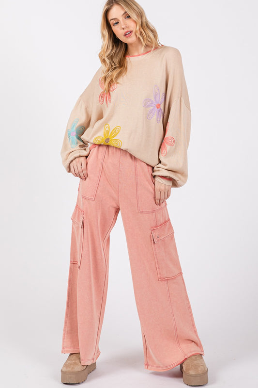 SAGE + FIG Peach Wide Leg Sweatpants