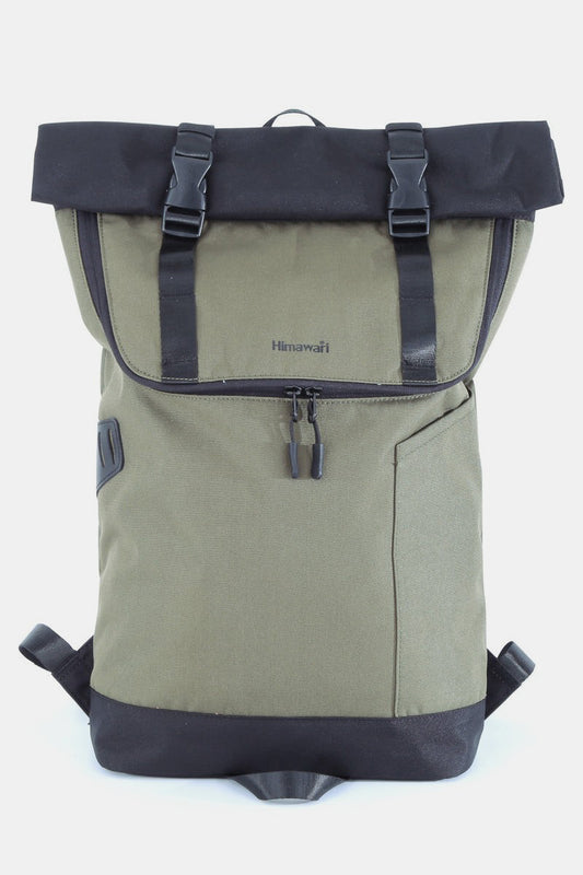 waterproof canvas roll top backpack in sage green