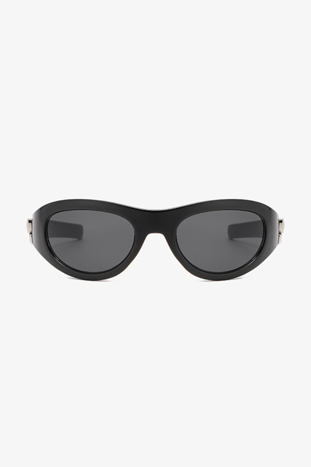 wrap around sunglasses in black front view