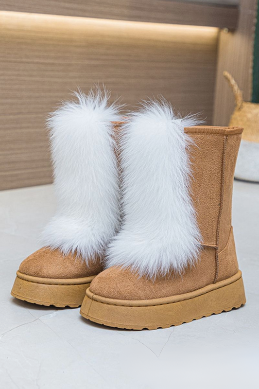 platform boots with white fur trim ugg style