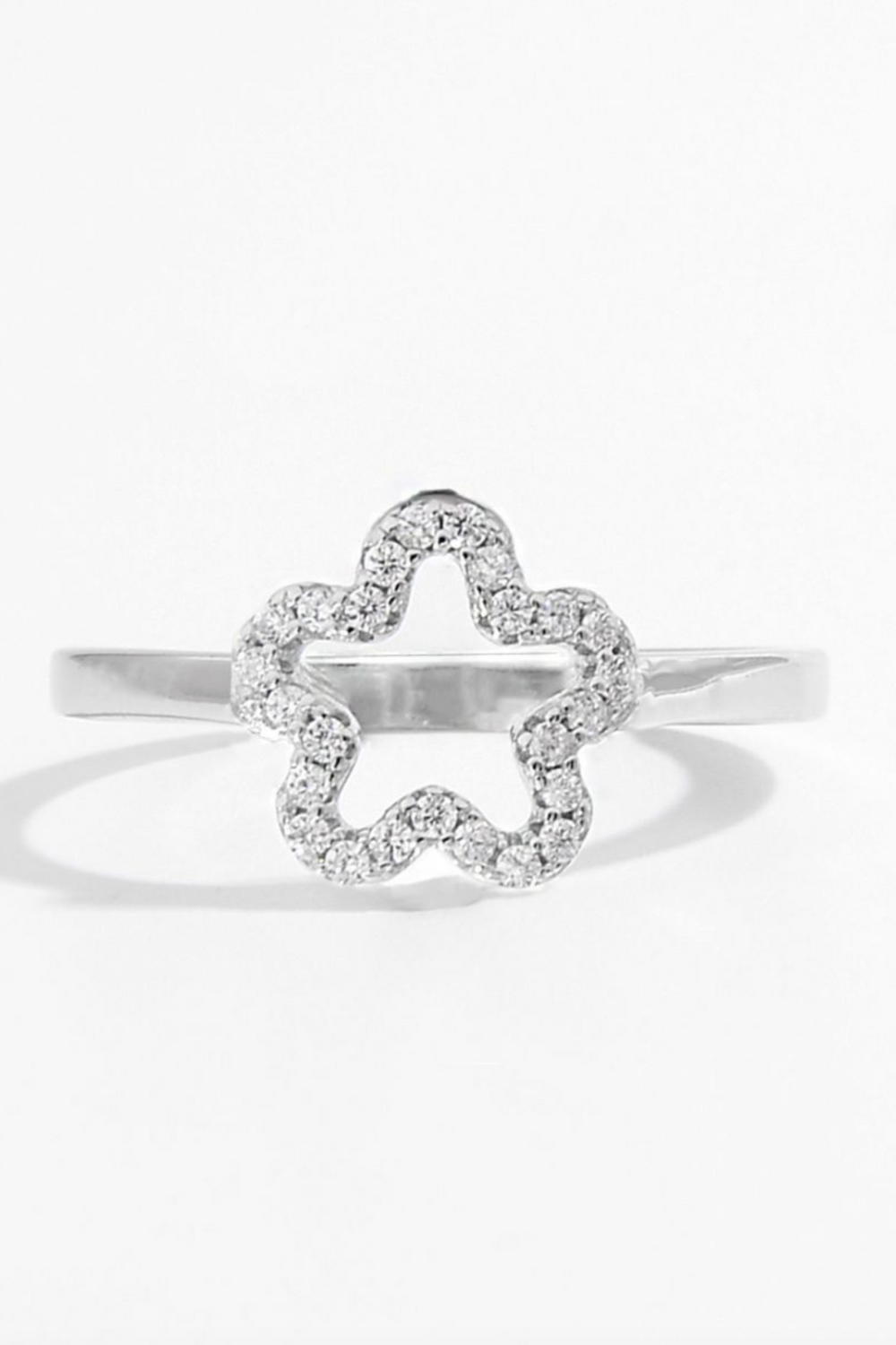 Platinum Plated Sterling Silver Flower Ring