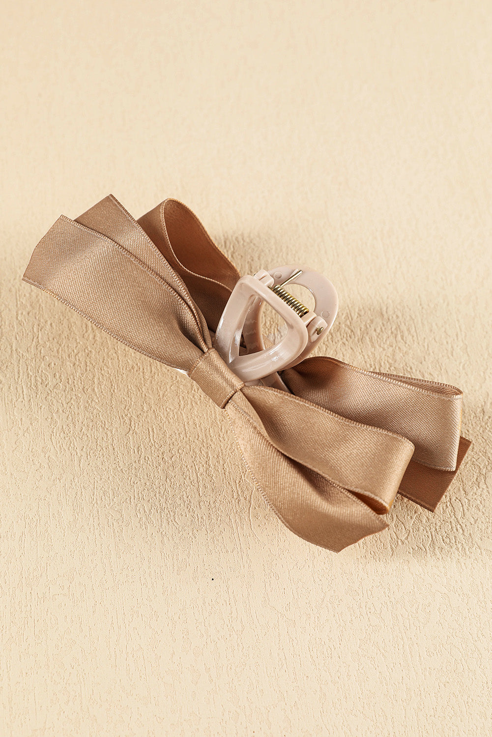 White Solid Color Ribbon Bow Decor Hair Clip