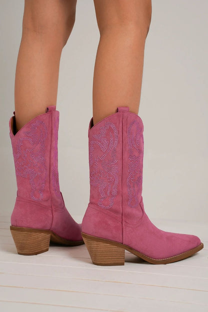 Pink Rhinestone Western Boots