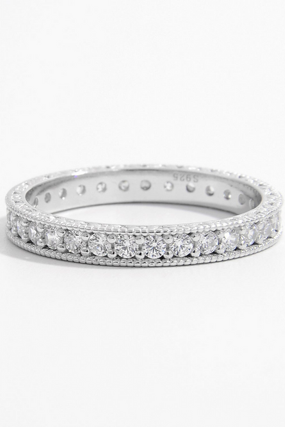 channel set eternity band in sterling silver