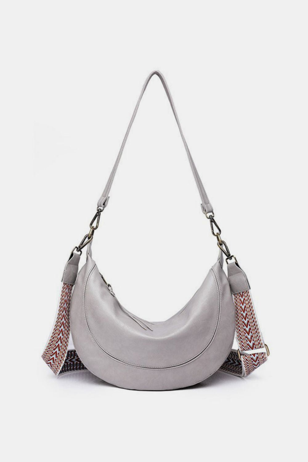 crossbody crescent bag in light gray