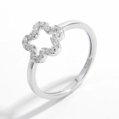 Platinum Plated Sterling Silver Flower Ring