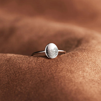 water wave signet ring in sterling silver