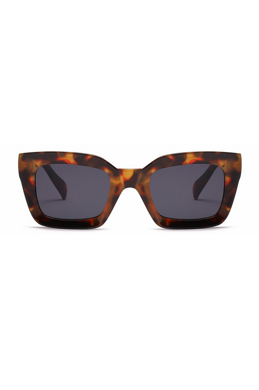 square sunglasses in tortoise shell with thick frame