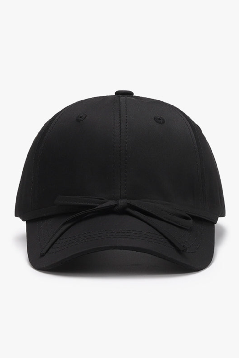 women's baseball cap black with bow tied at front