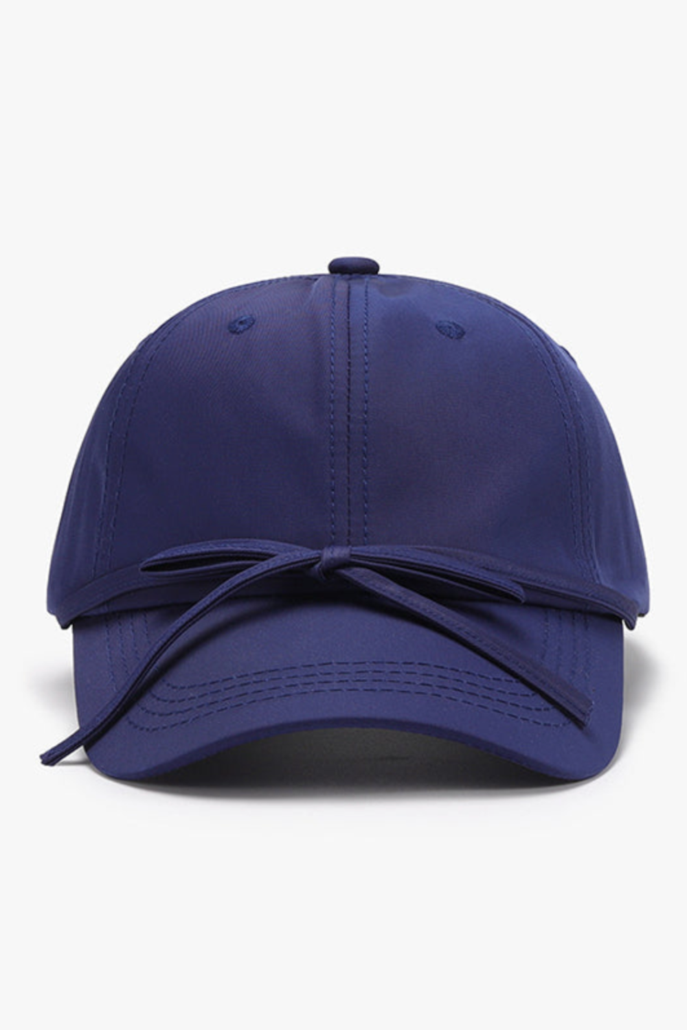 women's baseball cap blue with bow tied at front