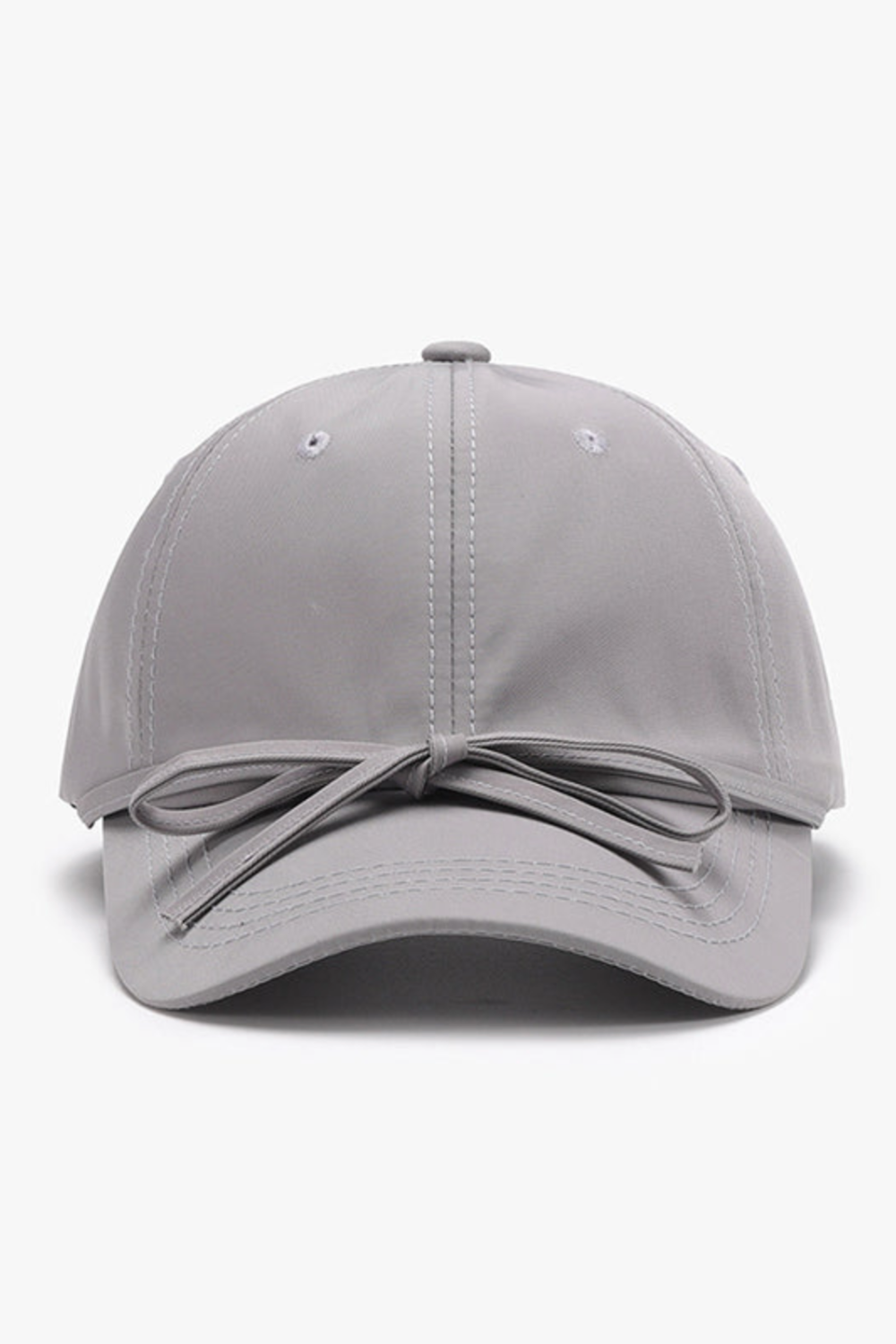 women's baseball cap gray with bow tied at front