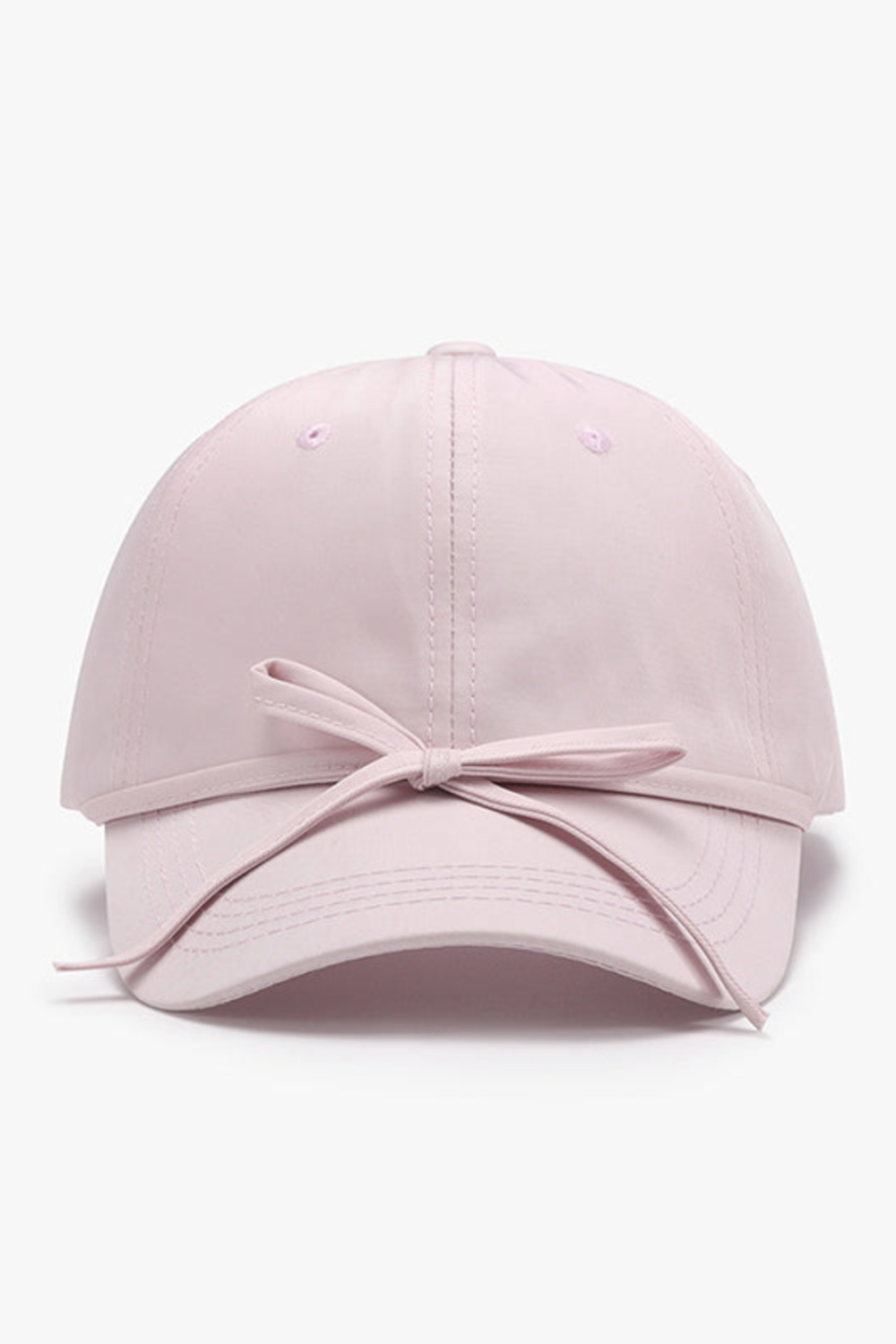 women's baseball cap pink with bow tied at front