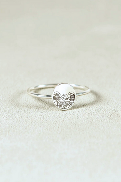 water wave signet ring in sterling silver