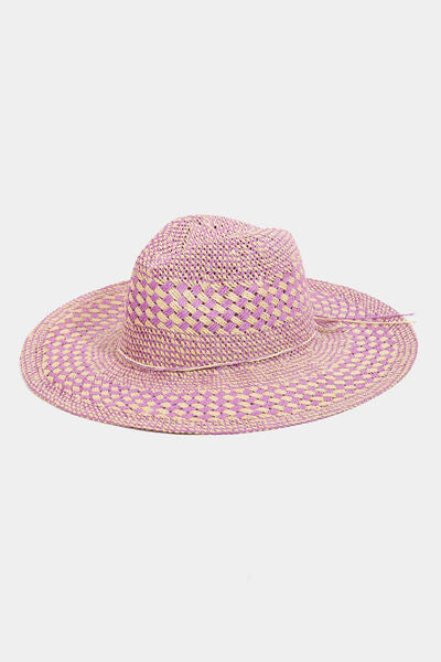 Checkered Straw Sun Hat