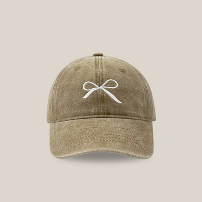 Embroidered Bow Adjustable Cap